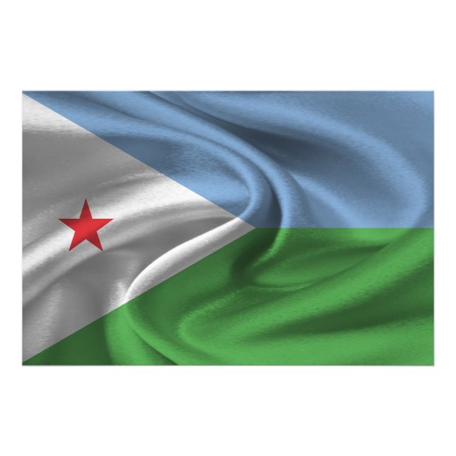 Djibouti Flagga Fototryck (Framsidan)