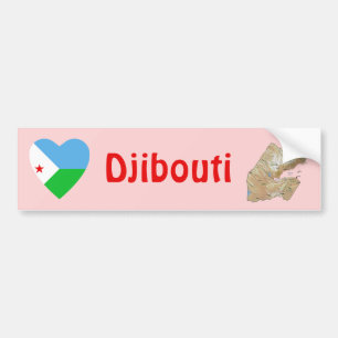 Djibouti Flagga Hjärta + Karta Bildäckslimma Bildekal