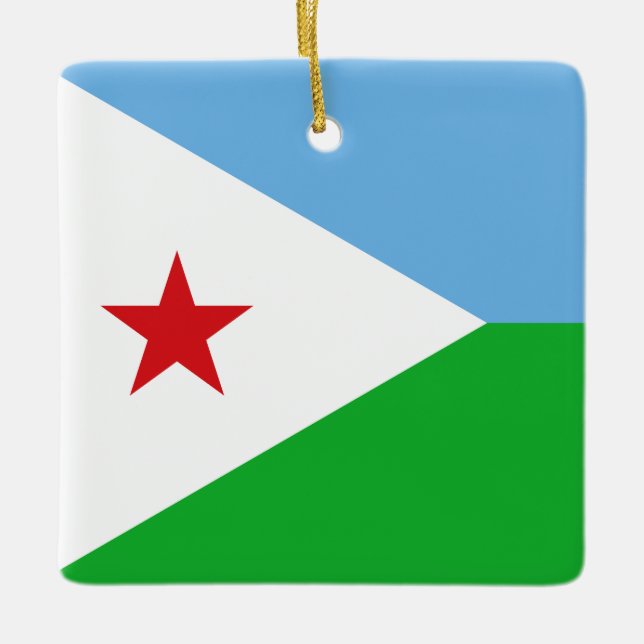 Djibouti Flagga Julgransprydnad Keramik (Framsida)