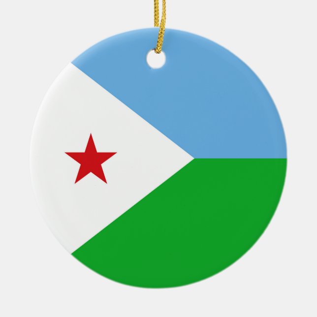 Djibouti flagga julgransprydnad keramik (Framsidan)