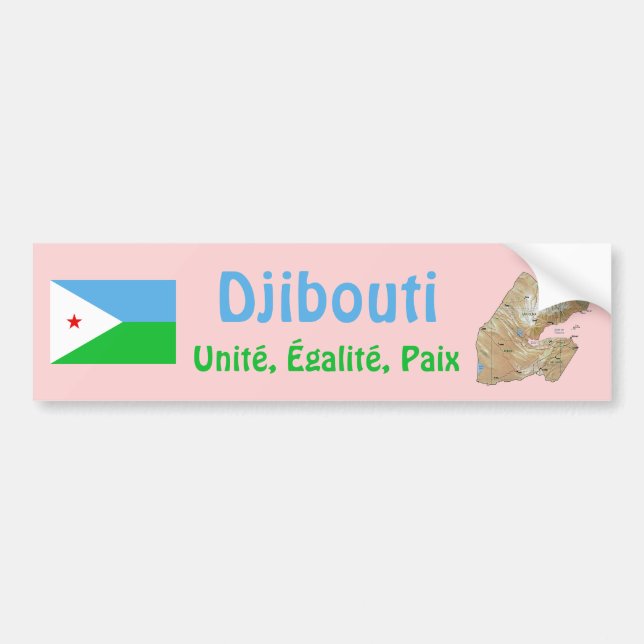 Djibouti Flagga + Kart Dekal (Framsidan)