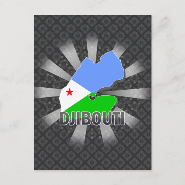 Djibouti Flagga Karta 2.0 Vykort (Framsida)