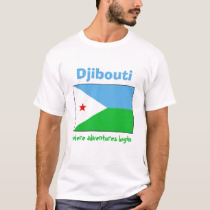 Djibouti Flagga + Karta + Text T-Shirt