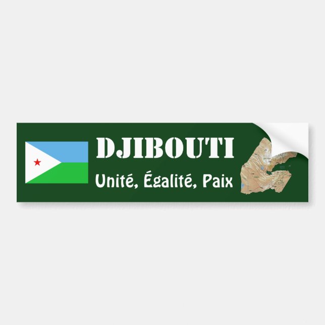 Djibouti flagga + Kartabildekal Bildekal (Framsidan)