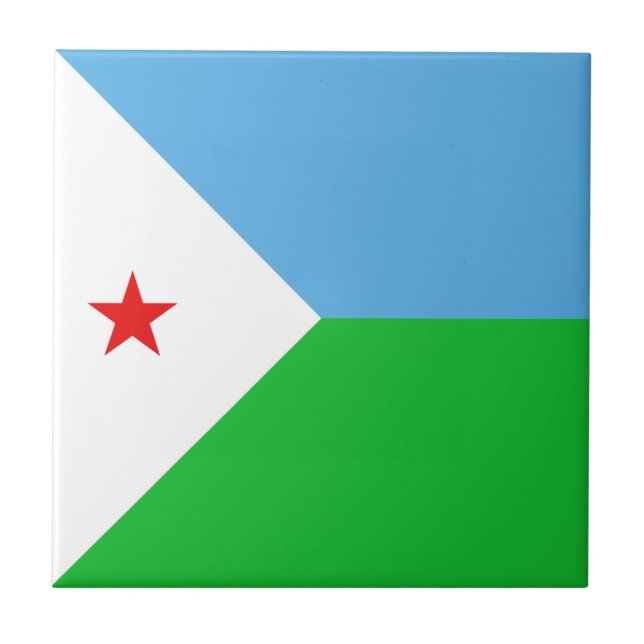 Djibouti Flagga Keramisk Platta Kakelplatta (Framsidan)