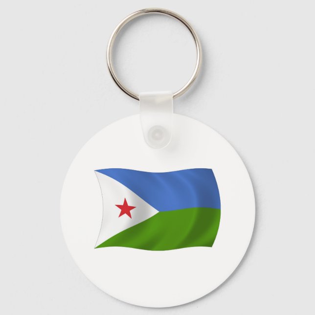 Djibouti Flagga Keychain Nyckelring (Framsida)
