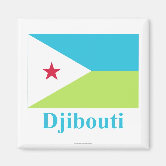 Djibouti Flagga med Namn Magnet (Framsidan)