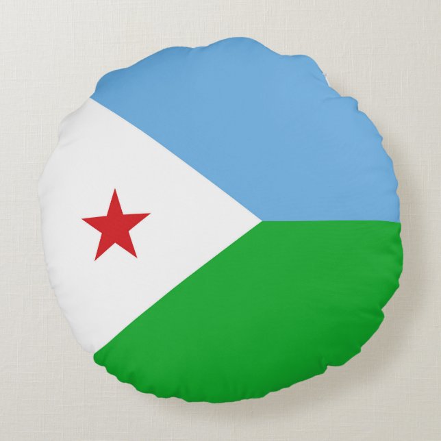 Djibouti flagga rund kudde (Baksidan)