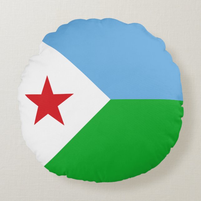Djibouti Flagga Rund Kudde (Framsidan)