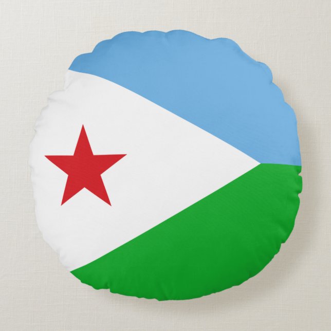 Djibouti Flagga Rund Kudde (Framsidan)