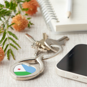 Djibouti flagga twisted heart silverfärgad nyckelring