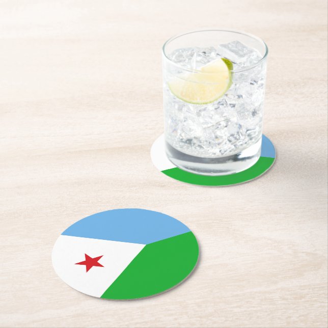 Djibouti flagga underlägg papper rund (Insitu)