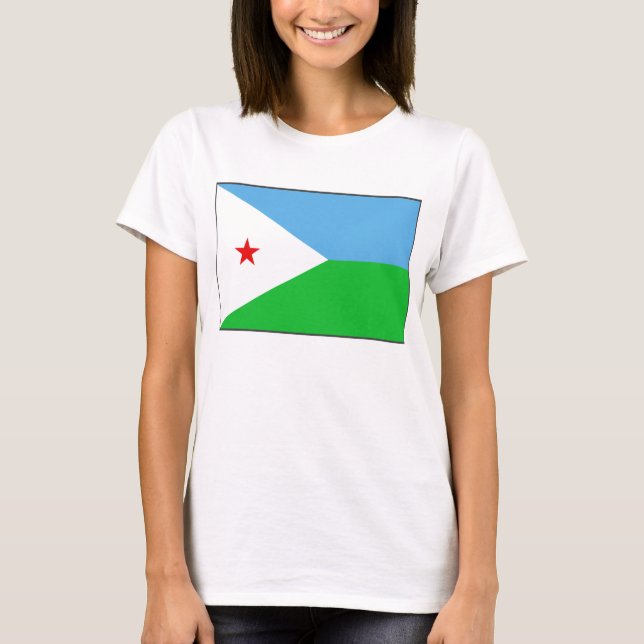 Djibouti Flagga x Karta T-Shirt (Framsida)
