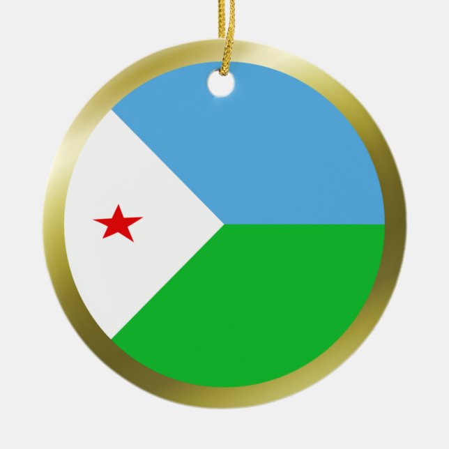 Djibouti flaggprydnad julgransprydnad keramik (Framsidan)