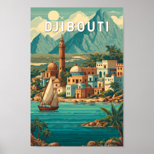 Djibouti Illustration Resa Konst Vintage Poster
