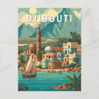 Djibouti Illustration Travel Art Vintage