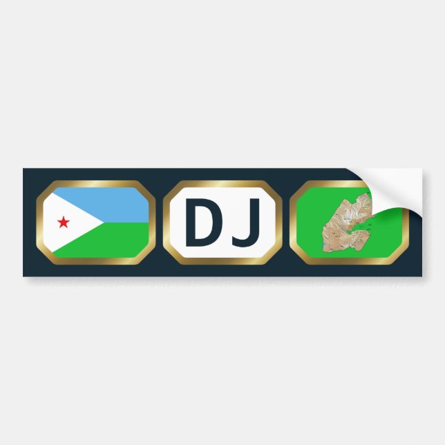 Djibouti Karta-kod Bumper Sticker Bildekal (Framsidan)