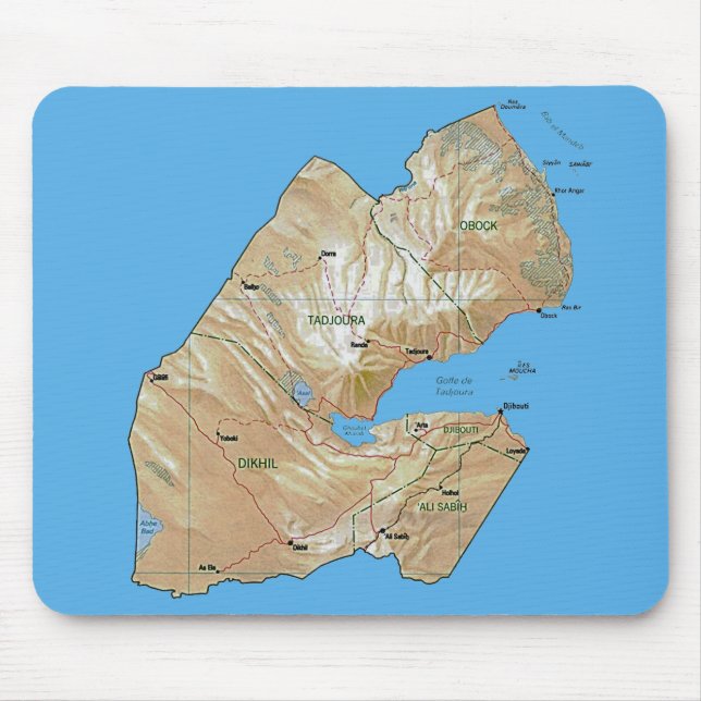 Djibouti Karta Mousepad Musmatta (Framsidan)