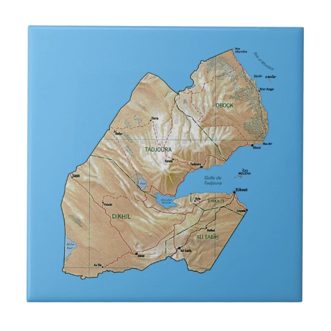 Djibouti Karta Tile Kakelplatta (Framsidan)