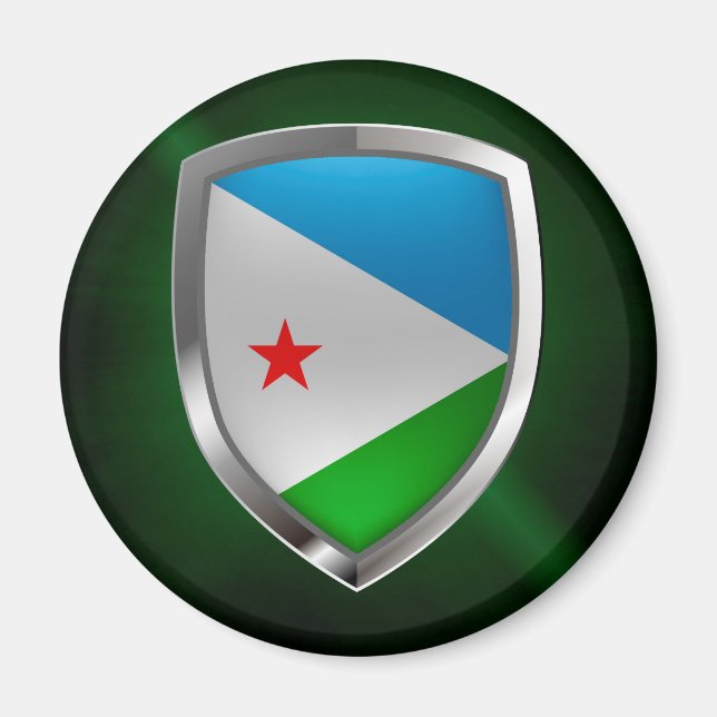 Djibouti Mettalic Emblem Magnet (Framsidan)