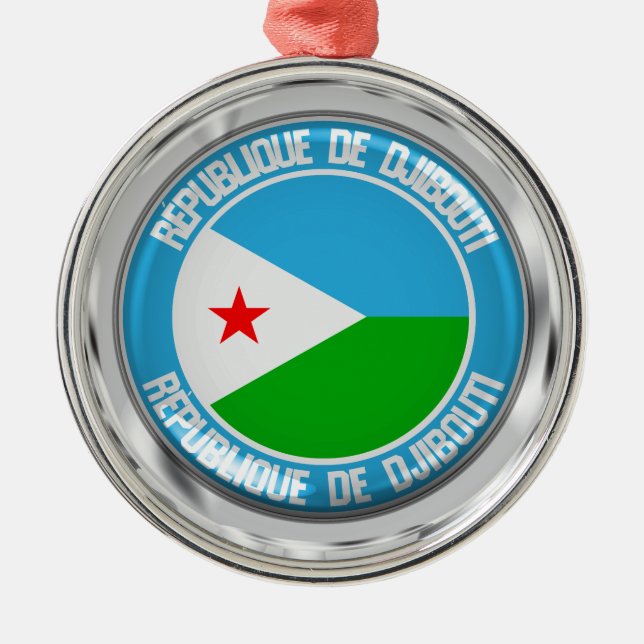Djibouti Round Emblem Julgransprydnad Metall (Framsidan)