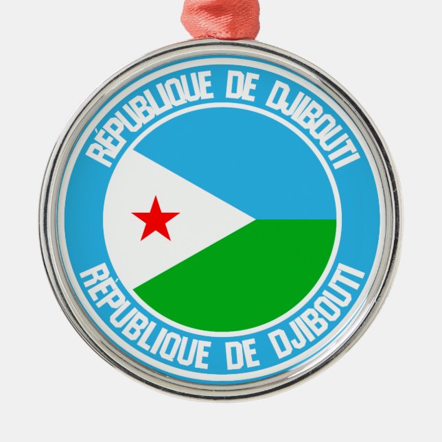 Djibouti Round Emblem Julgransprydnad Metall (Framsidan)