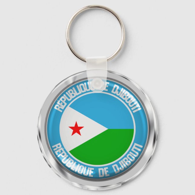 Djibouti Round Emblem Nyckelring (Framsida)