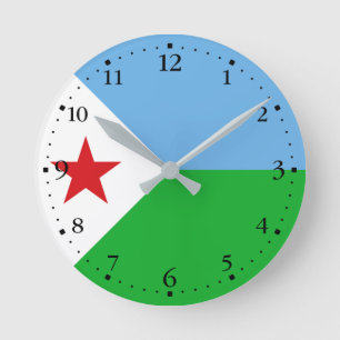 Djiboutis flagga rund klocka
