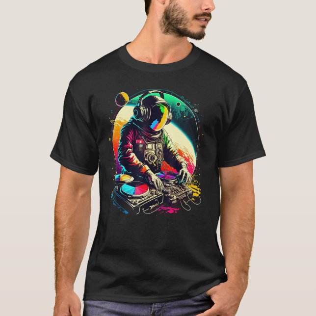 Djing Equipment Rave Acid Techno Costume Space DJ T Shirt (Framsida)