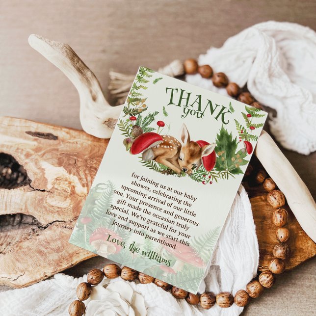 Djör Woodland Animal Baby Shower Tack Kort (Skapare uppladdad)