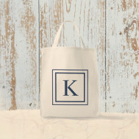 Djordb Nattblå Och Vit Fyrkantig Kant Monogram 