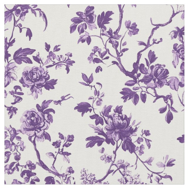 Djordbärslila Blommig Toile Tyg (Närbild)