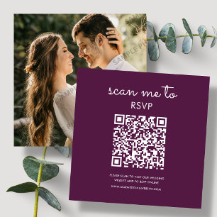 Djordbärsplommon Bröllops RSVP QR-kod Tilläggskort