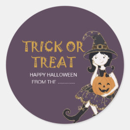 Djordbärsplommon | Halloween Liten Häxa Runt Klistermärke