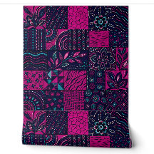 Djordbärsplommon & Magenta Flerfärgad Patchwork Ta