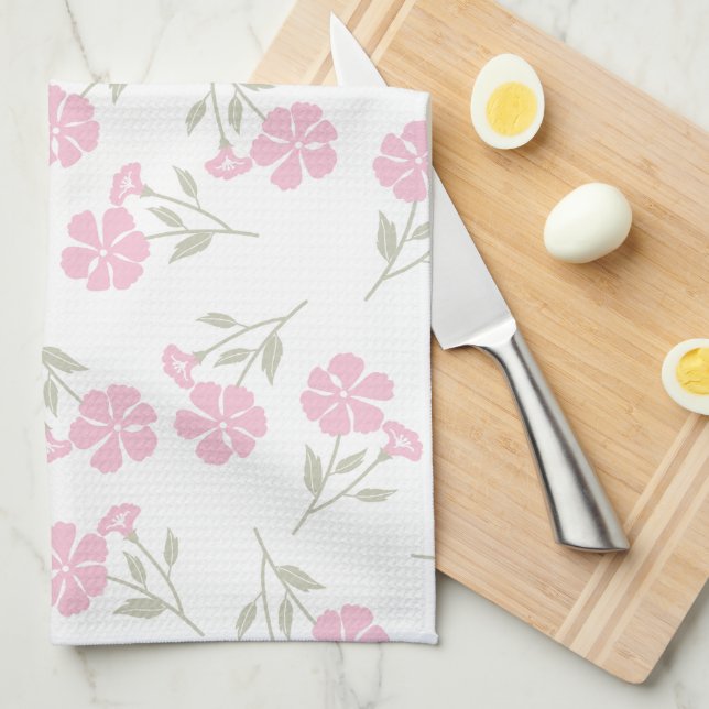 Djordbärsröd Blommig Kökshandduk Elegant Design (Vikt i Fjärdedel)