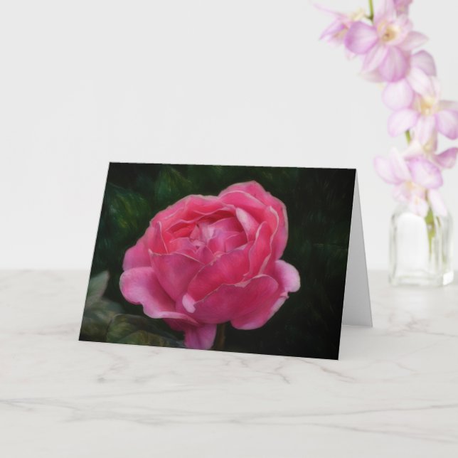 Djordbärsröd ros blommig konst brevkort kort (Orkide)