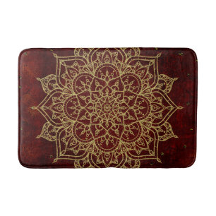 Djordbärsrött mandala & guld glam modern chic badrumsmatta