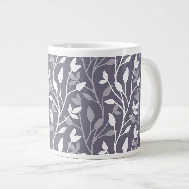 Djordbärsviolet Modern Minimalistisk Löv Silhuette Jumbo Mugg (Framsida höger)