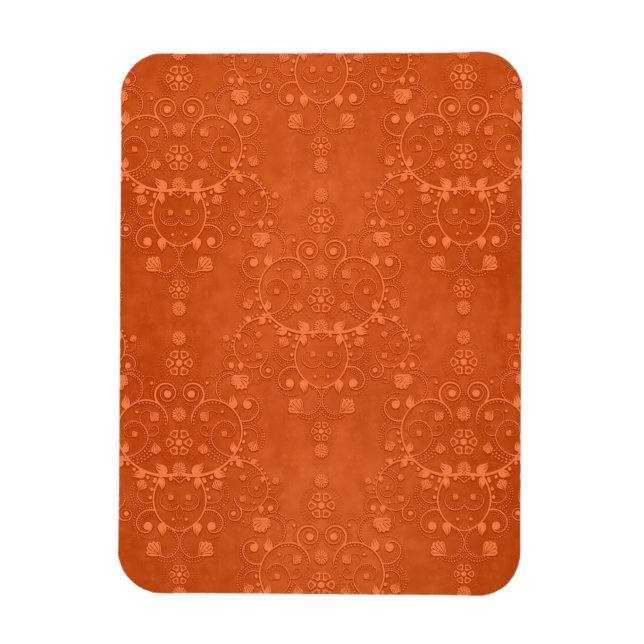 Djordbbränd orange invecklad damastmönster magnet (Vertikal)