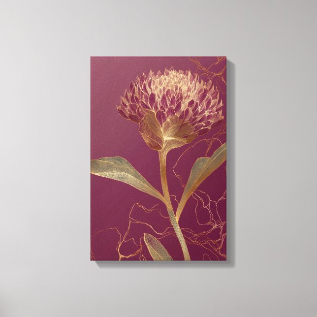Djordbött Gul Botanisk Blomma Linjedesign Canvastryck (Framsida)
