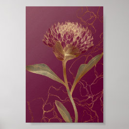 Djordbött Gul Botanisk Blomma Linjedesign Poster