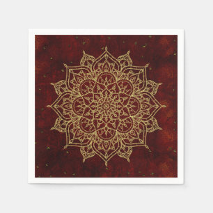 Djordbött Vinrött Mandala & Guld Glam Modern Chic Pappersservett