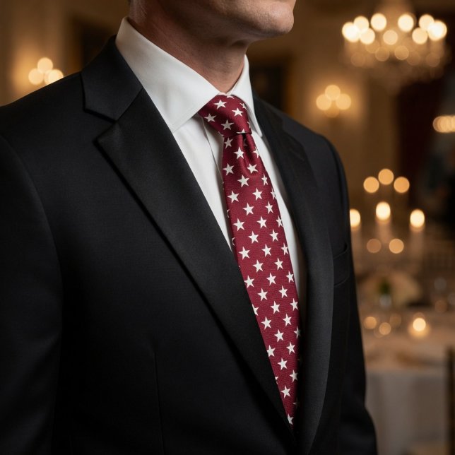Djordbrun och knaprigt vit liten stjärnmönster slips (Skapare uppladdad)