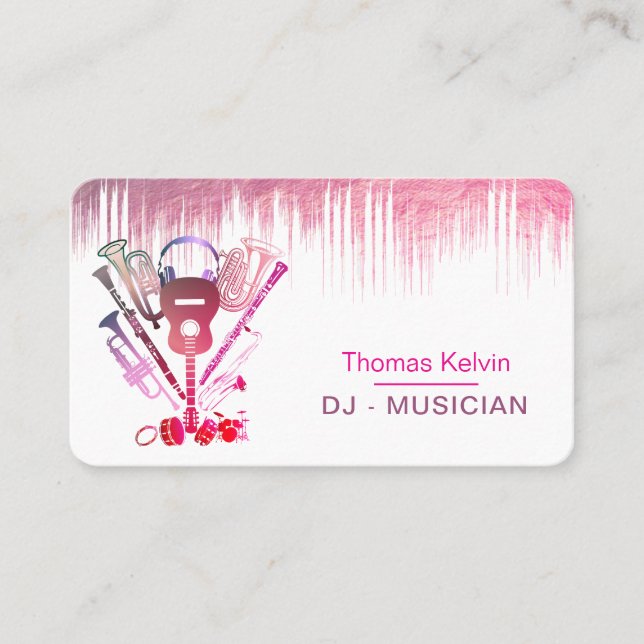 DJs Music Instruments Event Organizer Rosa Visitkort (Framsida)