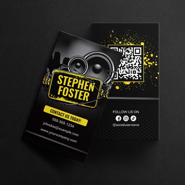 DJs Signer Musikproducent Black Yellow Splash Visitkort (Skapare uppladdad)