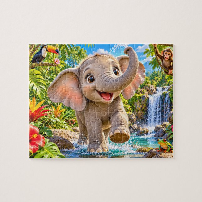Djungel Elefant Äventyr Pussel (Horisontell)