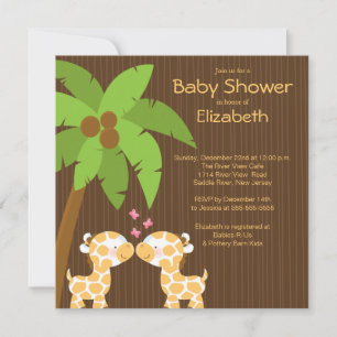 Djungel Giraff Flera Baby Shower Inbjudningar