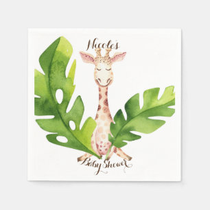 Djungel Giraff Vattenfärg Baby Shower-fest Pappersservett