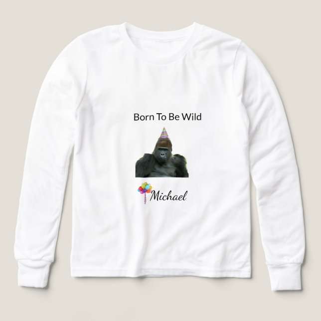 Djungel Gorilla Glad Födelsedag Konst T Shirt (Design framsida)